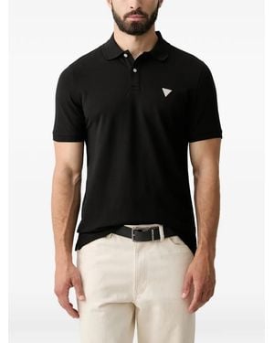 Guess Logo-Patch Polo Shirt - Black