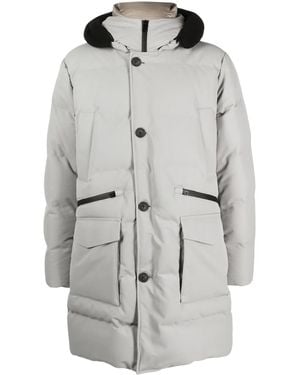 Woolrich Button-Fastening Hooded Down Jacket - Gray
