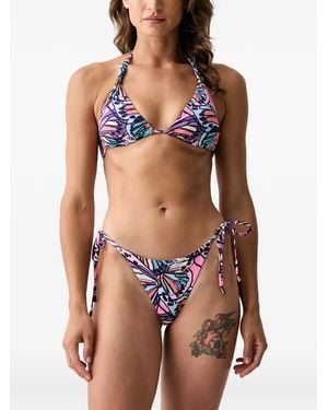 Kurt Geiger Butterfly-Print Side-Tie Bikini Bottoms - Pink