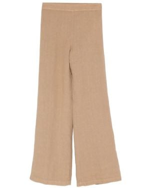 120% Lino Pantalon À Coupe Ample - Natural