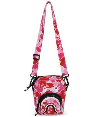 A Bathing Ape Shark Camouflage-Print Messenger Bag - Red