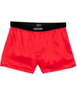 Tom Ford Bermudas Con Parche Del Logo - Rojo