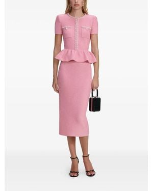 Self-Portrait Beaded-Embellishment Midi Dress - Pink