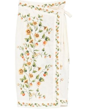 Agua Bendita Pareo Kokerrok Met Bloemenprint - Wit
