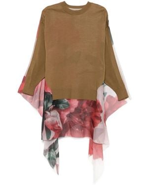 Undercover Georgette Panel Knitted Jumper - Brown