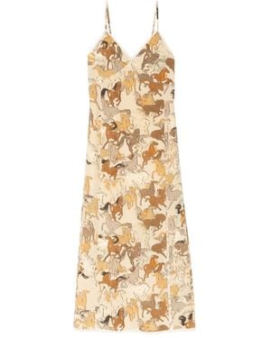 Zadig & Voltaire Slip dress midi con caballo estampado - Metálico