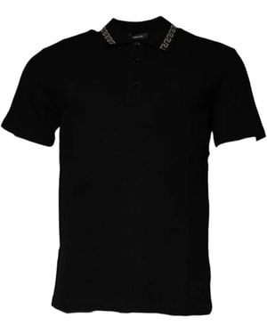 Versace Greca-Trim Polo Shirt - Black