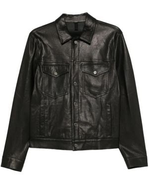 Tagliatore Leather Shirt Jacket - Black