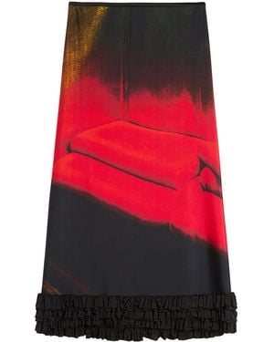 Jil Sander Skirt W/Rouches - Red