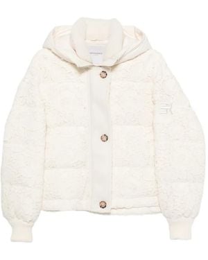 ERMANNO FIRENZE Lace-Overlay Puffer Jacket - White