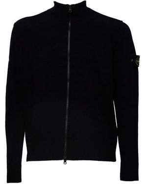 Stone Island Logo-Patch Zip-Up Jumper - Black
