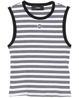 Amiri Striped Ribbed-Knit Tank Top - Grey