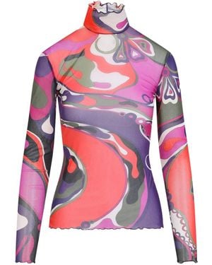 PUCCI Rollkragenoberteil mit abstraktem Print - Rot