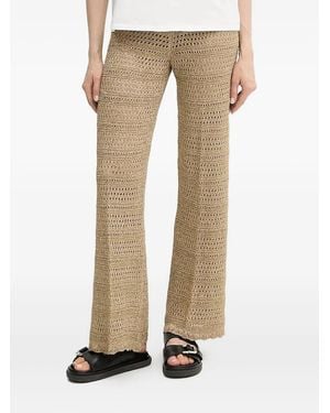 Twinset Metallic Crochet Trousers - Natural