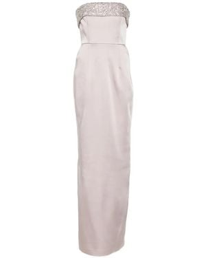 The New Arrivals Ilkyaz Ozel Robe Longue À Ornements En Cristal Rhea - White