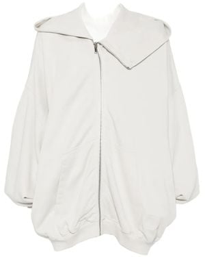 Rick Owens Mountain Hun Asymmetric-Zip Hoodie - White