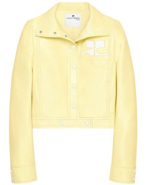Courreges Vinyl-Effect Cropped Jacket - Yellow