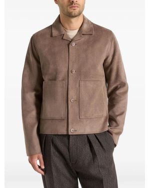 Manière De Voir Michel Suede Jacket With Revere Collar - Brown