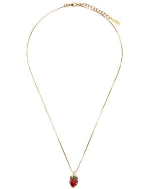 Saint Laurent Collar Con Colgante De Fresa - Blanco