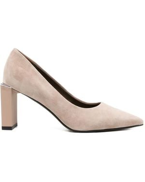 SERGIO MORETTI FIRENZE Pointed-Toe Block-Heel Court Shoes - White