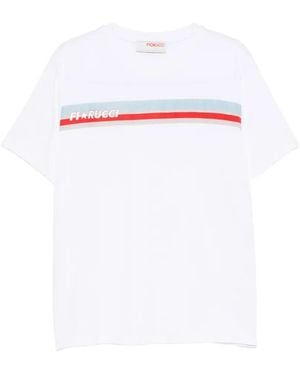 Fiorucci Logo-Print Striped T-Shirt - White