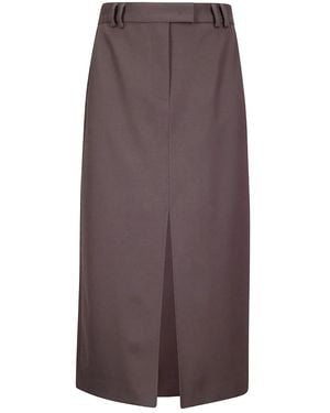 Alberto Biani Front-Slit Pencil Skirt - Brown