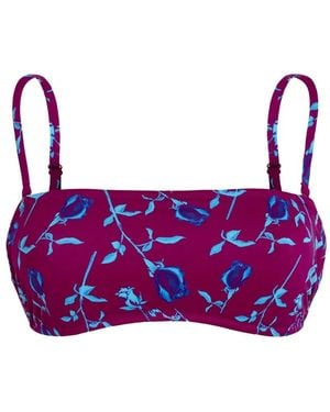 Vilebrequin Floral-Print Bandeau Bikini Top - Purple