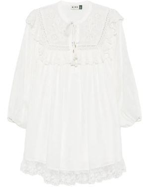 RIXO London Inez Embroidered Lace-Trim Dress - White