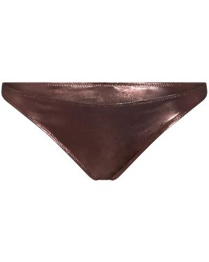 Blumarine Metallic-Effect Bikini Bottom - Brown