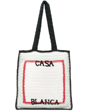 CASABLANCA Lou Tote Bag With Embroidered Logo - White