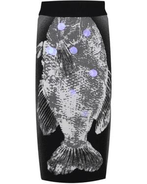 Ph5 Reflective Fish-Intarsia Midi Skirt - Black