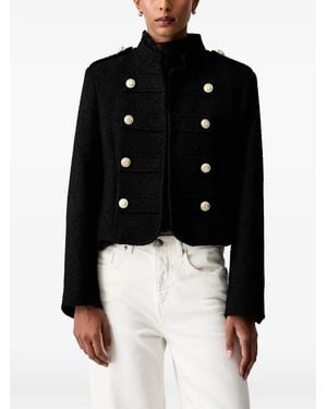 ViCOLO Double-Breasted Bouclé Jacket - Black