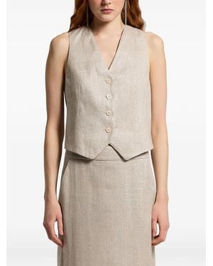 Peserico Herringbone-Pattern Waistcoat - Natural