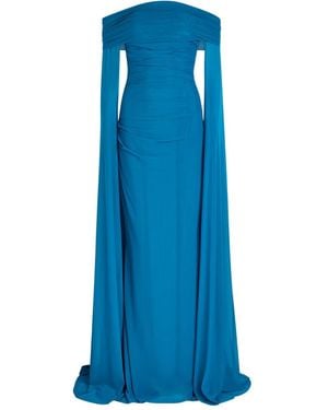 Talbot Runhof Off-Shoulder Gown - Blue