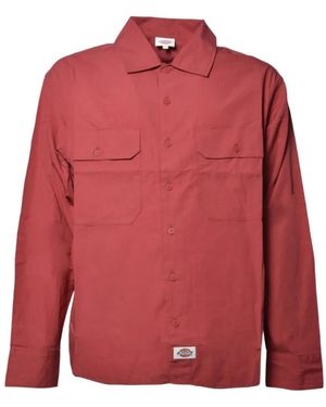 Dickies Logo-Patch Chest-Pocket Shirt - Red