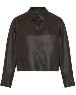 Yves Salomon Leather Shirt - Black