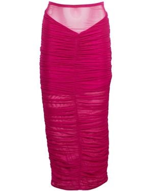 Fleur du Mal Ruched Midi Skirt - Pink