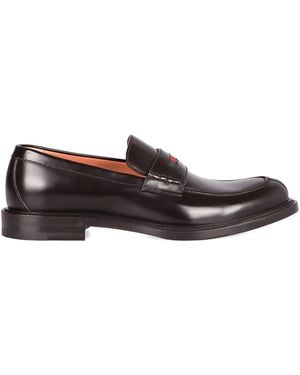 Gucci Web-Stripe Leather Loafers - Brown