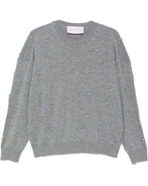 Circus Hotel Stud-Embellished Knitted Sweater - Gray