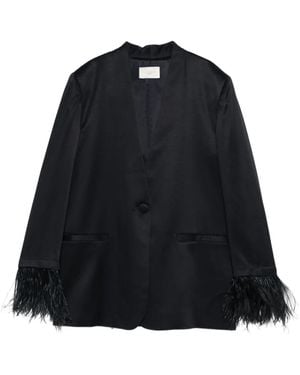 Montedoro Feather-Trim Blazer - Black