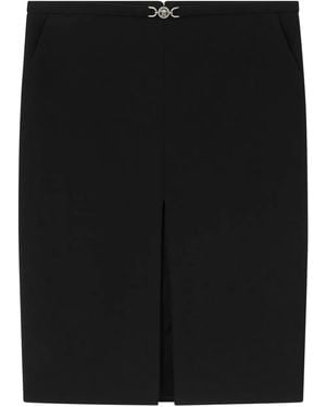 Versace Straight Silk And Nylon Midi Skirt - Black