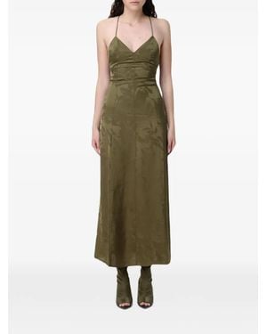 ARMANI EXCHANGE Damask-Satin Maxi Dress - Green