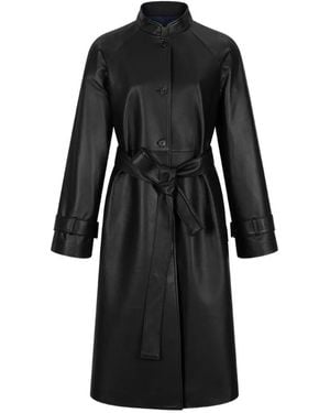 Shanghai Tang Belted Leather Coat - Black