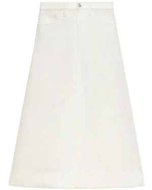 Marni Denim Flared Midi Skirt - White