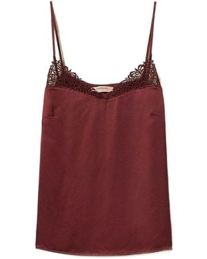 Twinset Top sin mangas con ribete de encaje - Rojo