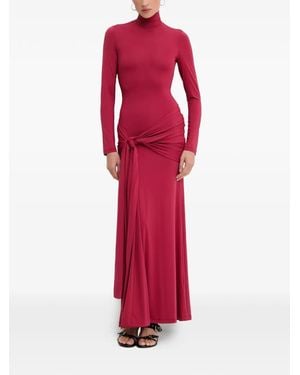 Bardot Knotted Roll-Neck Maxi Dress - Red