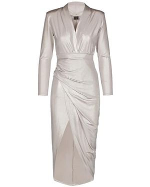 Tessitura Body Couture The Draped V-Neck Midi Dress - White