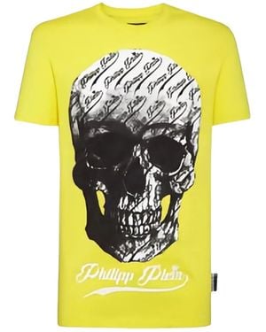 Philipp Plein Round Neck Skull T-shirt - イエロー