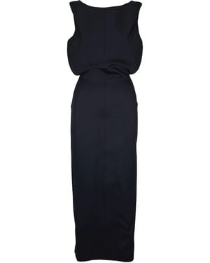 KHAITE Fitted-Waistband Midi Dress - Blue