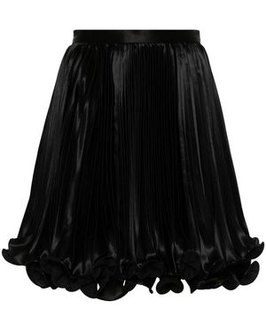 Balmain Pleated Satin Mini Skirt - Black
